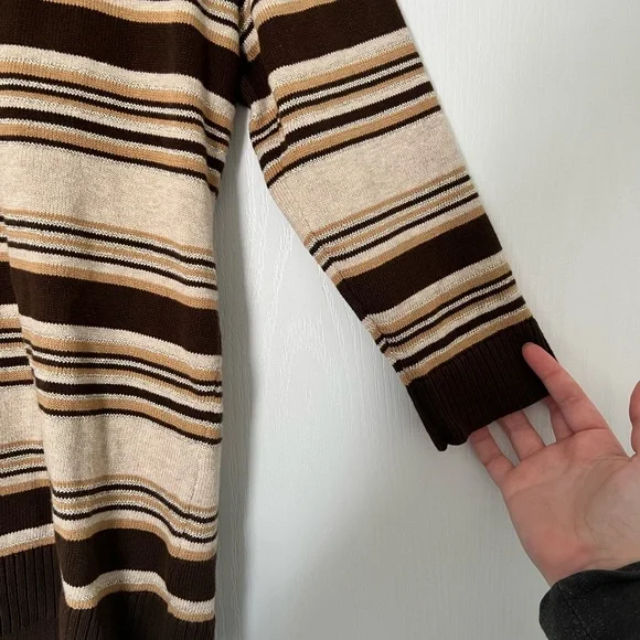 Liz Claiborne | brown stripe button sweater - M - Picture 6 of 8